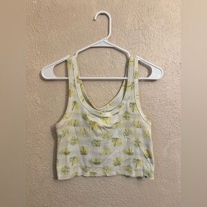 Billabong Cream and Yellow Palm Crop Top